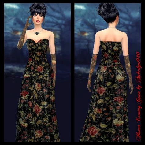 Amberlyn Designs Sims Flower Evening Gown With Gloves • Sims 4 Downloads
