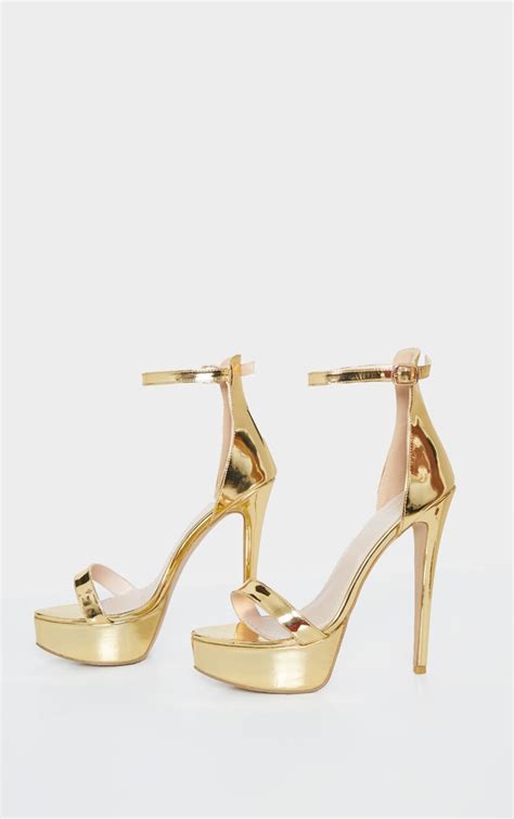 Gold Patent High Platform Heels Shoes Prettylittlething Ie