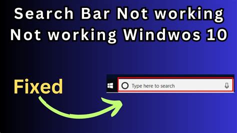 How To Fix Windows 10 Search Bar Not Working Windows 10 Search Bar