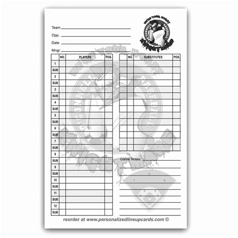 30 Custom Baseball Lineup Cards Example Document Template