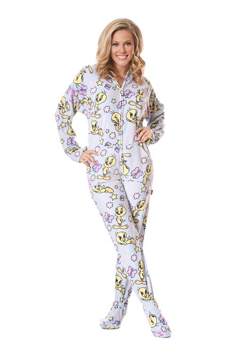 Jumpin Jammerz Ellen Degeneres White Adult Footed Onesie Pajamas For