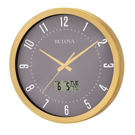 Bulova Time And Temperature 14 In Wall Clock With Automatic Time