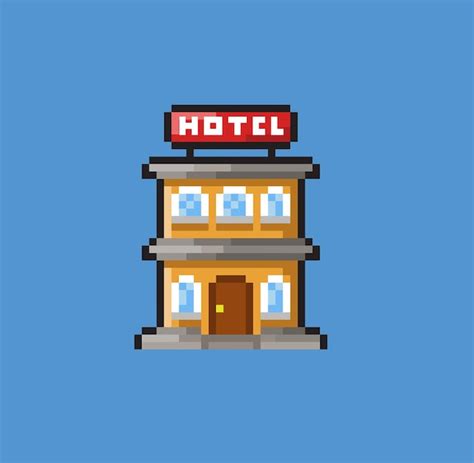 Premium Vector Hotel Building In Pixel Art Style
