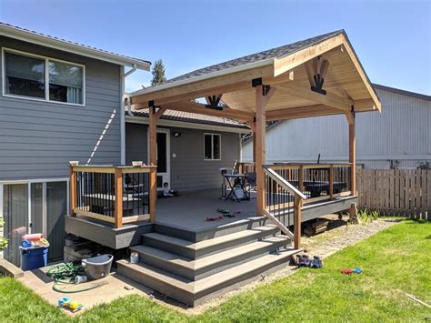 Custom Deck Update And Over Hang Roof Transitional Deck Seattle