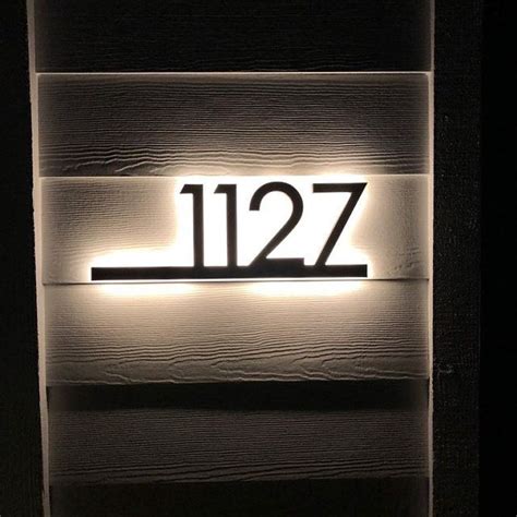 Lighted House Numbers Modern Mid Century Led Backlit Address Etsy