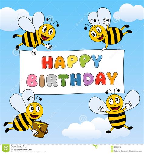 Funny Bees Happy Birthday Stock Vector Image Of Design