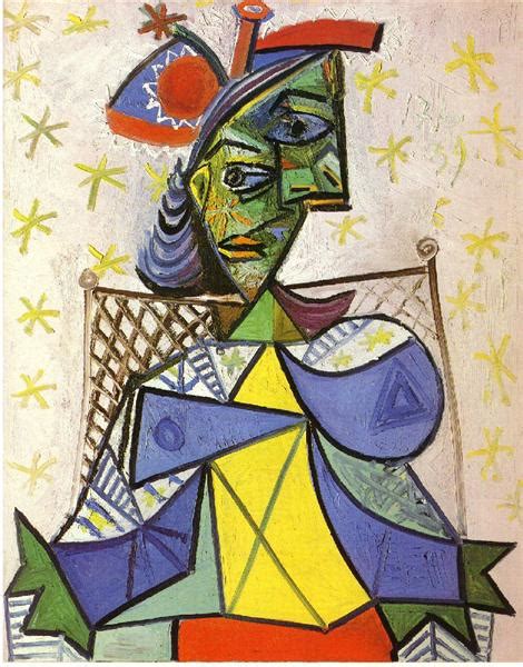 Seated Woman With Blue And Red Hat Pablo Picasso Wikiart Org