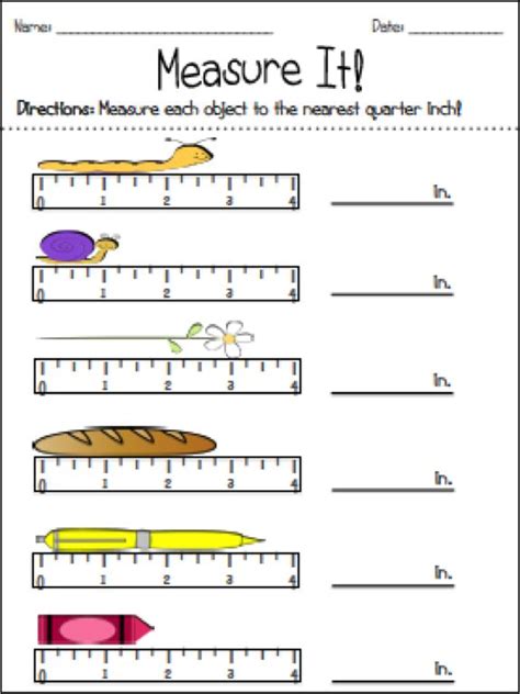 Measuring To Nearest Inch Worksheet