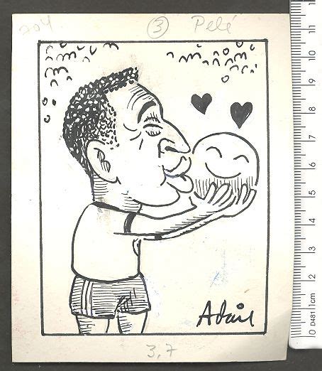 ADAIL Caricatura original Pelé Assinada no CID Data