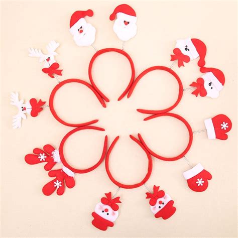 Springy Christmas Headband Santa Claus Snowman Deer Hair Band Cute Xmas Decordecorative