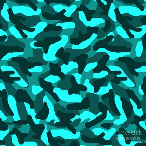Aqua Turquoise Teal Blue Camo Camouflage Digital Art By Laura Decamp