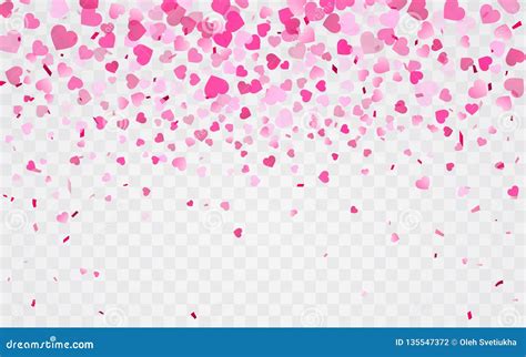 Pink Pattern Of Random Falling Hearts Confetti Border Design Element