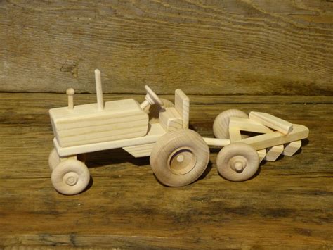 Handmade Wooden Toys Farm Tractor And Plow Wooden Toys Handmade