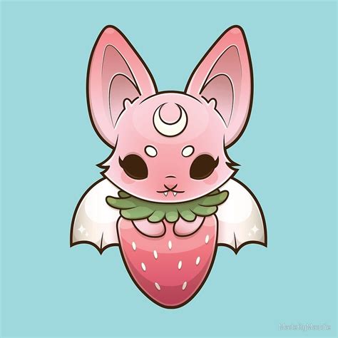 Fruit Bat Pink♡ By Madebymaddie Redbubble Cute Animal Drawings