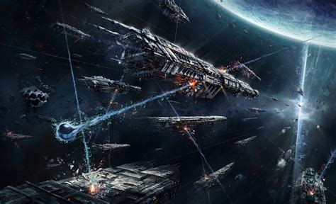 Sci Fi Spaceship Battle Space Wallpaper Science Fiction Artwork