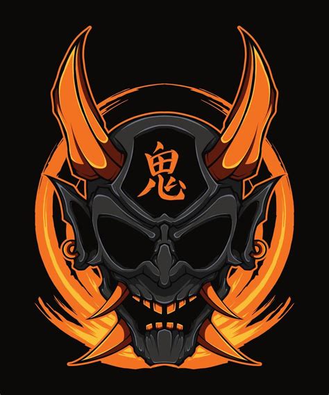Japanese Oni Demon Mask Illustration 13022891 Vector Art At Vecteezy