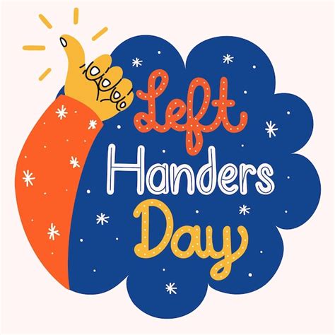 Left Handers Day Lettering Concept Free Vector