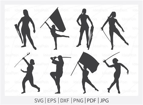 Color Guard Svg Marching Band Silhouette Male Color Guard Etsy