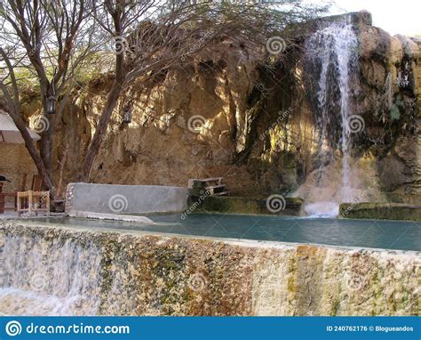 Hot Spring Waterfall At Hammamat Ma In Hot Springs Jordan Stock Photo