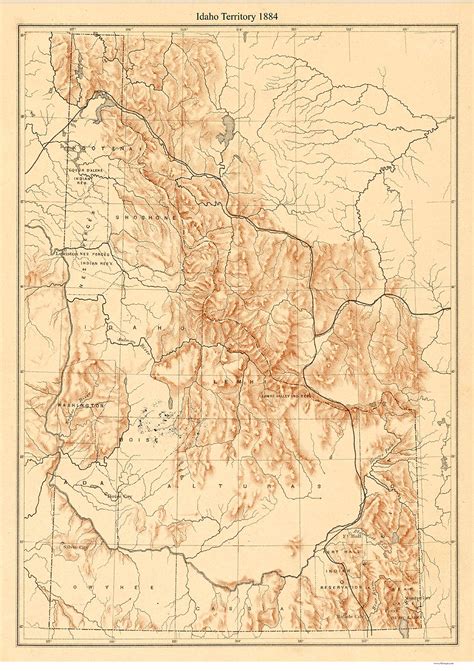Idaho Territory 1884 Old State Map Reprint Old Maps
