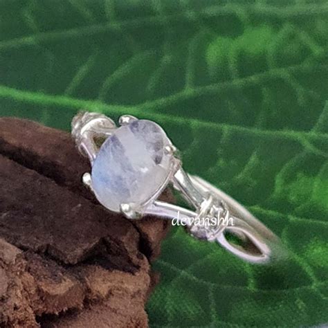 Rainbow Moonstone Ring Sterling Silver Rings For Women Boho Etsy