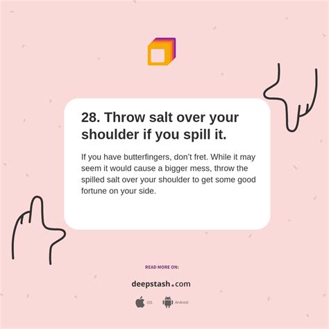 28 Throw Salt Over Your Shoulder If You Spill It Deepstash