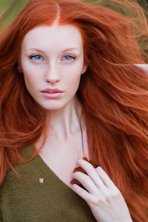 Prompthunt Olive Skinned Redhead Female Model In Her Twenties Wearing