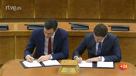 Vídeo Sánchez Y Rivera Firman El Acuerdo Para Un Gobierno Reformista