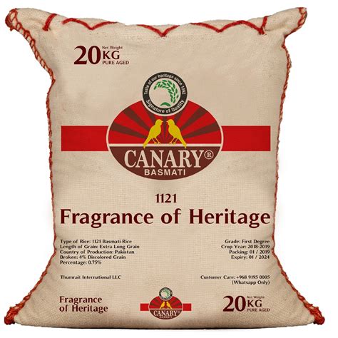 Canary Basmati Rice 1121 20kg Basmati Lulu Oman