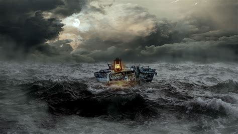 Boat Storm Sea Waves Overcast 4k Hd Wallpapers Hd Wallpapers Id 31264