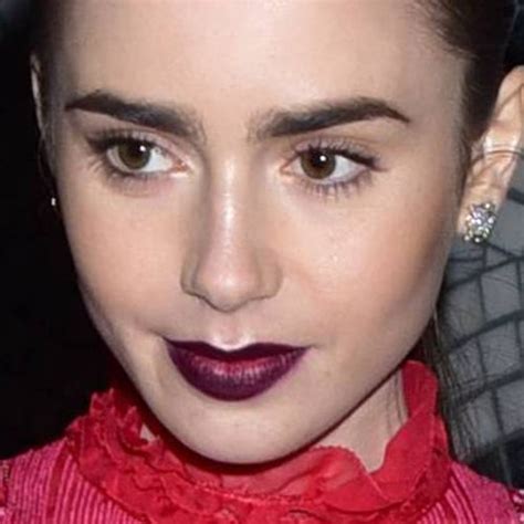 Lily Collins Makeup Silver Eyeshadow Taupe Eyeshadow And Burgundy