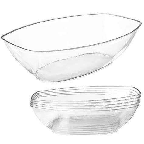 Clear Plastic Serving Bowls For Parties 64 Oz 5 Pack Oval