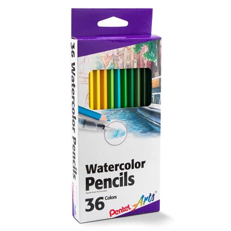 Pentel Arts Watercolor Pencil Set Assorted Colors Cb9 36 Starbox