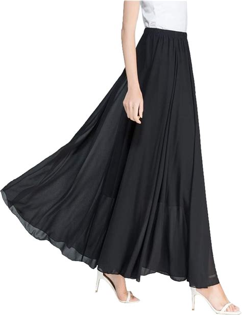Joukavor Womens Chiffon Maxi Long Skirt Casual Flowy Pleated Skirts Amazonsg Fashion