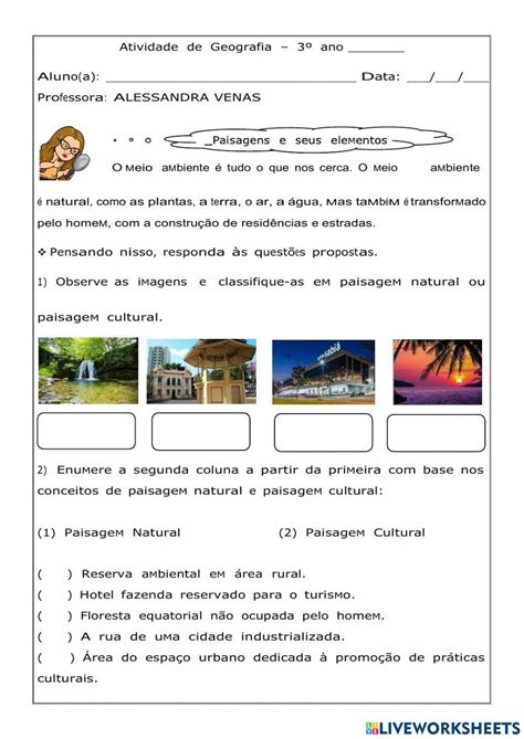 Atividades Sobre Paisagem Natural E Cultural