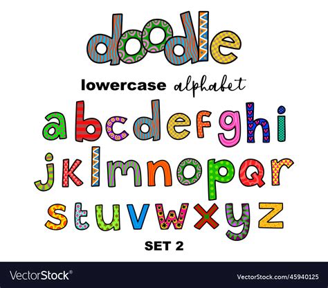 Lowercase Alphabet Whimsical Doodle Font Vector Image
