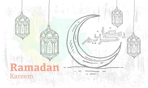 Hand Drawn Sketch Of Ramadan Lantern With Grunge Background Vector