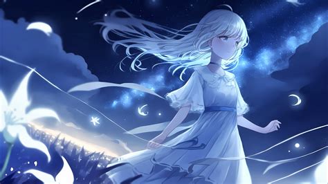 Anime Girl Wallpaper 4k Night Surreal Blue Background
