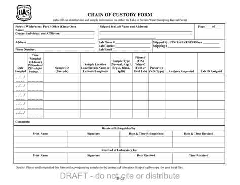 Printable Chain Of Custody Form Template Printable Templates