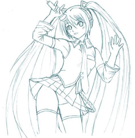 Vocaloid Miku Hatsune Sketch By Sasionstrife On Deviantart