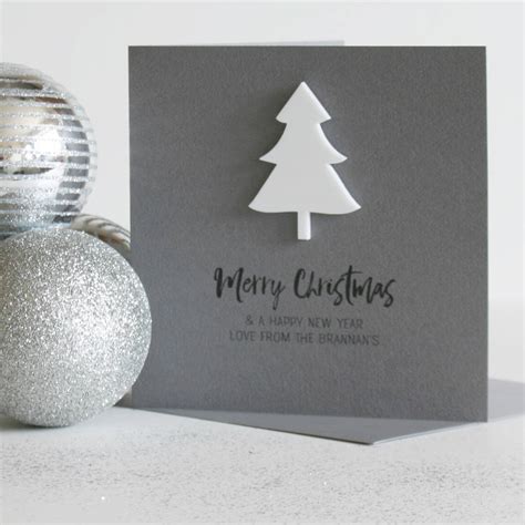 Personalised Monochrome Merry Christmas Tree Card By The Cornish Card