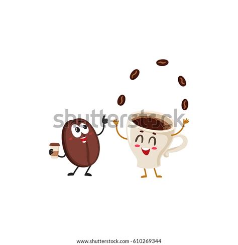 Funny Characters Crazy Coffee Bean Juggling Stock Vector Royalty Free