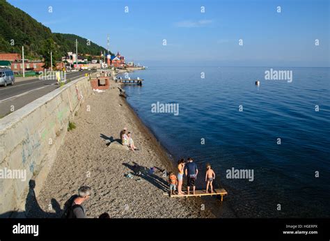 Rocky Beach Of Lake Baikal Stock Photo Alamy