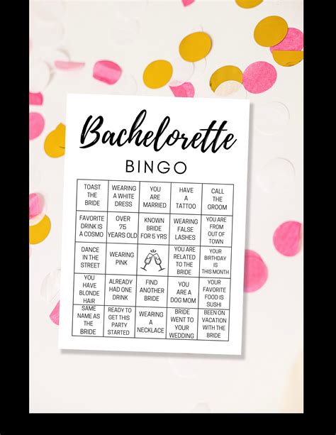 Clean Version Bachelorette Party Bingo Game Bachelorette Etsy