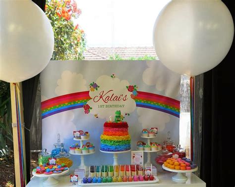 Party Inspirations Rainbow Dorothy The Dinosaur Dessert Table By