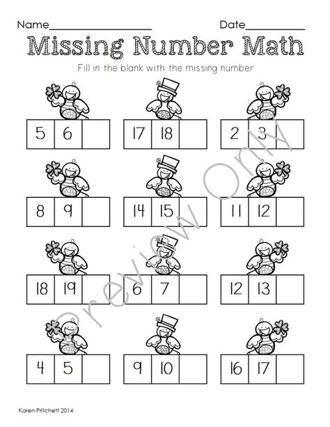 St Patricks Day Math Sequencing Missing Number Counting On And Tens