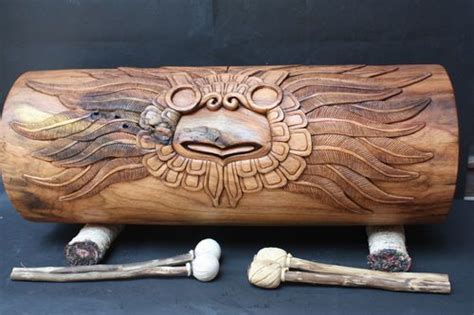 Xxl Teponaztli Drum Mexican Aztec Antique Musical Percussion Ethnic