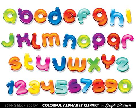 Colourful Alphabet Clipart Color Alphabet Digital Alphabet Etsy