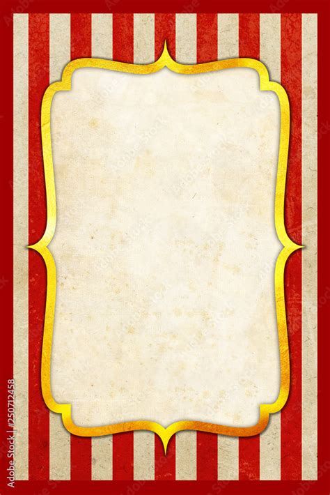 Old Circus Carnival Poster Template With Blank Vintage Golden Frame And