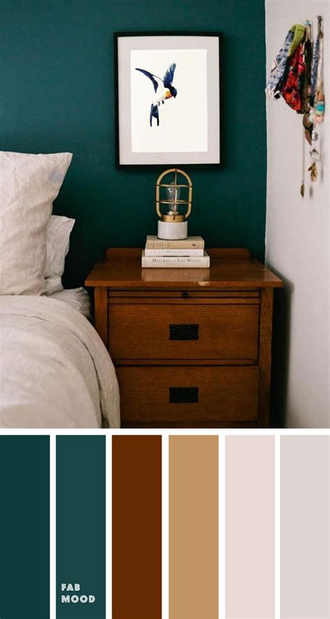 Green bedroom colour schemes & combinations. Beautiful bedroom color scheme : Dark Green and Brown